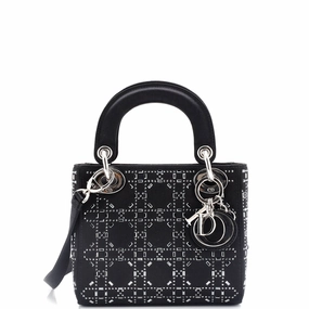 Lady Dior Bag Crystal Embellished Cannage Quilt Satin Mini