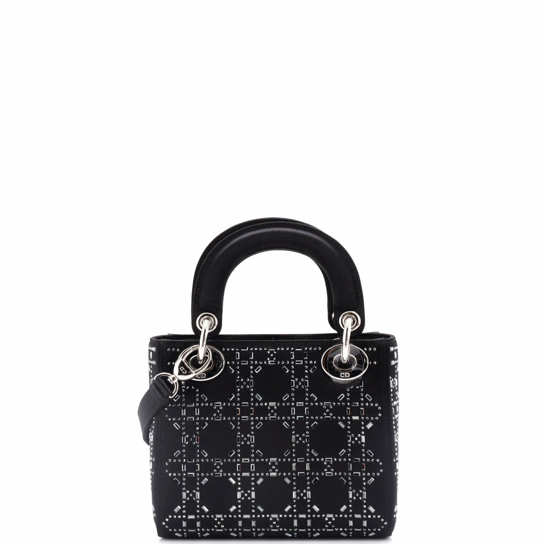Lady Dior Bag Crystal Embellished Cannage Quilt Satin Mini