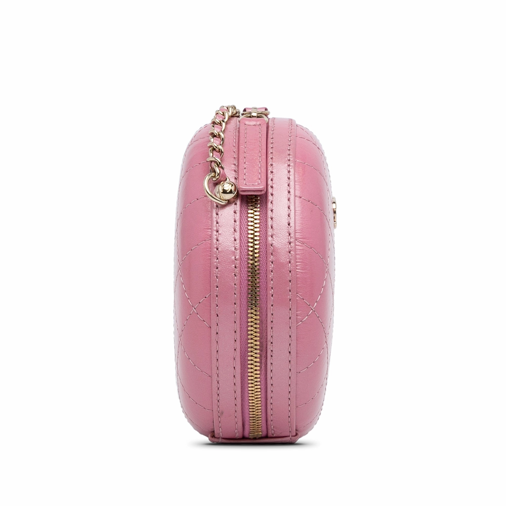 Lambskin CC Round Chain Crossbody