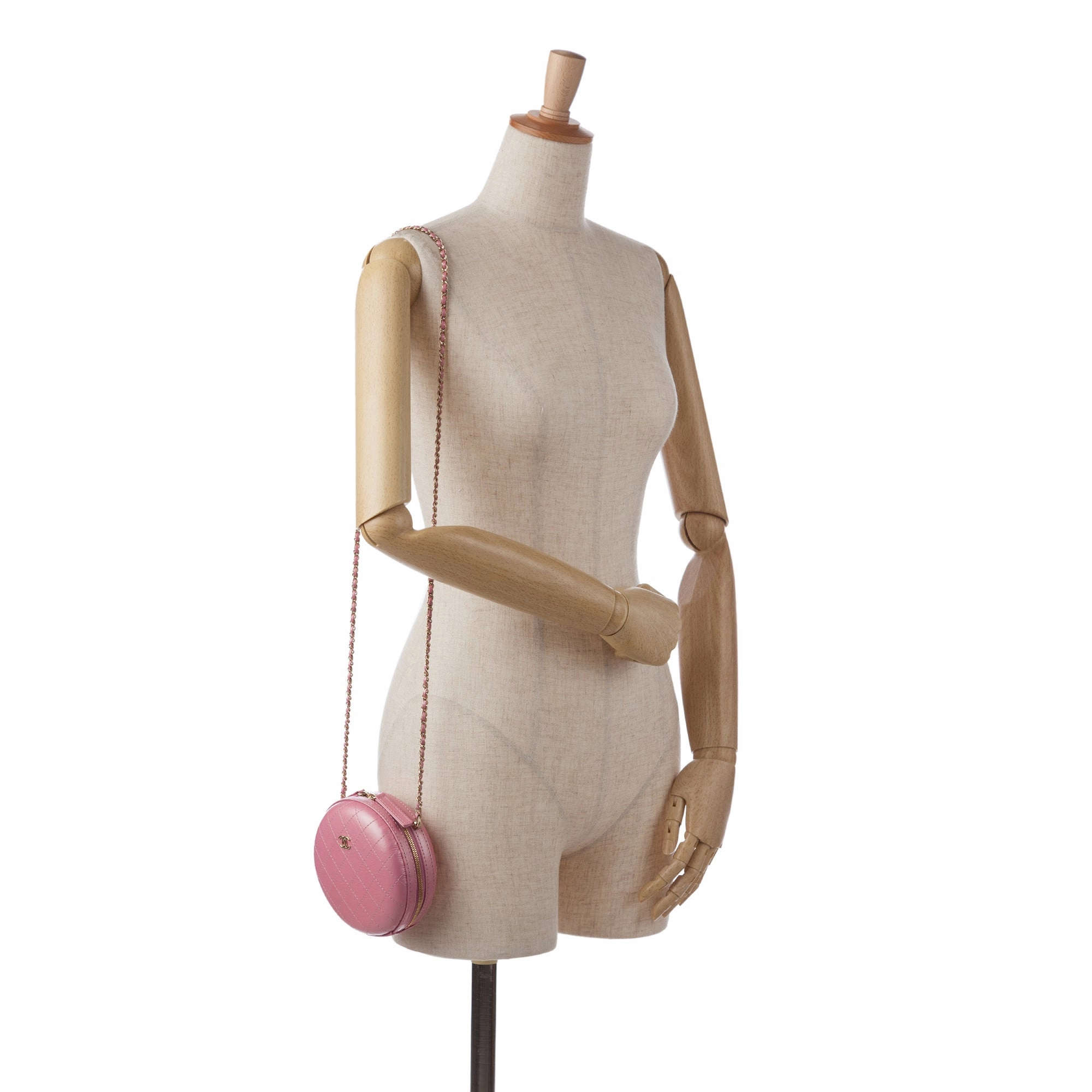 Lambskin CC Round Chain Crossbody