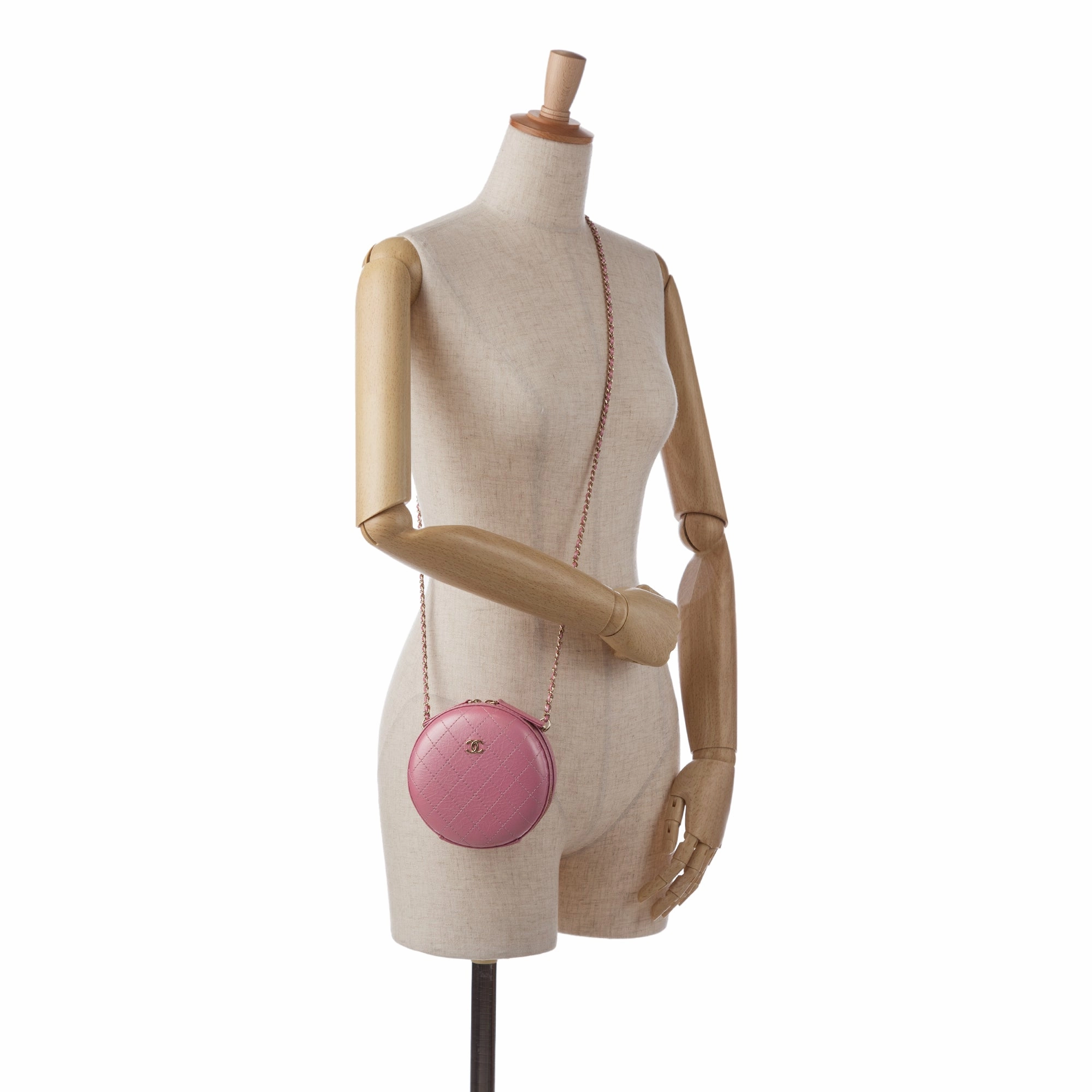 Lambskin CC Round Chain Crossbody