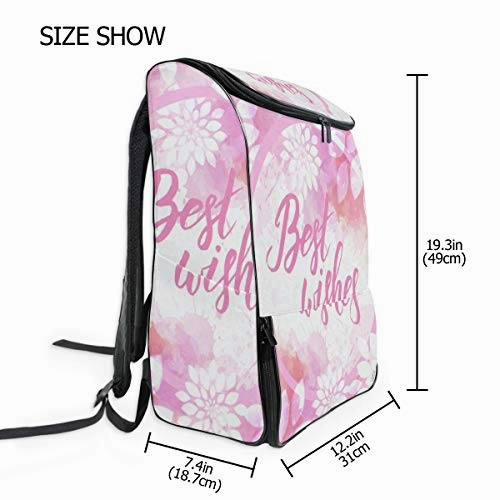 Laptop Backpack Floral Flowers Best Wishes Gym Backpack for Men Large High School Daypack