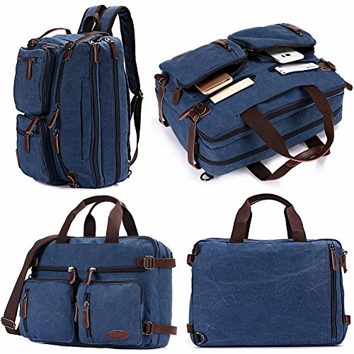 Laptop Backpack,Hybrid Multifunction Briefcase Messenger Bag with Shoulder Strap for Men,Women (15.6 inch, Vintage Blue)