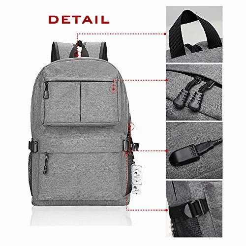 Laptop Backpack, Winblo 15 15.6 Inch College Backpack With Usb Charging Port Light Weight Travel