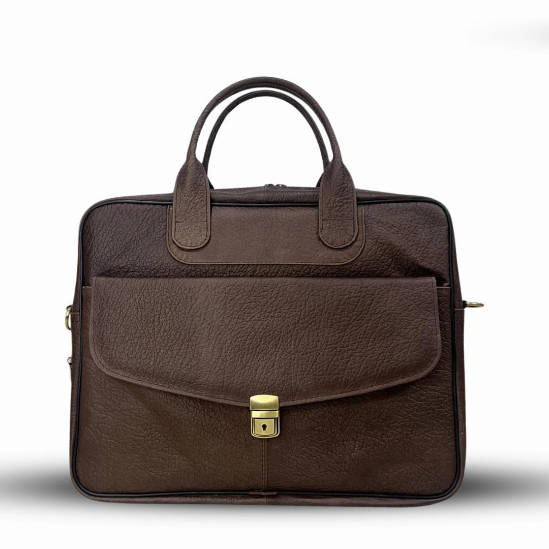 Laptop Bag Brown with Front Flip Pocket Brown