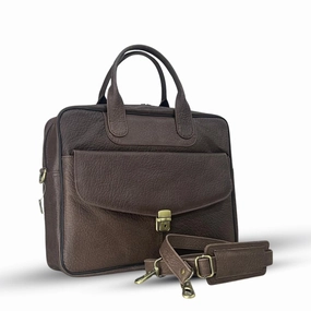 Laptop Bag Brown with Front Flip Pocket Brown