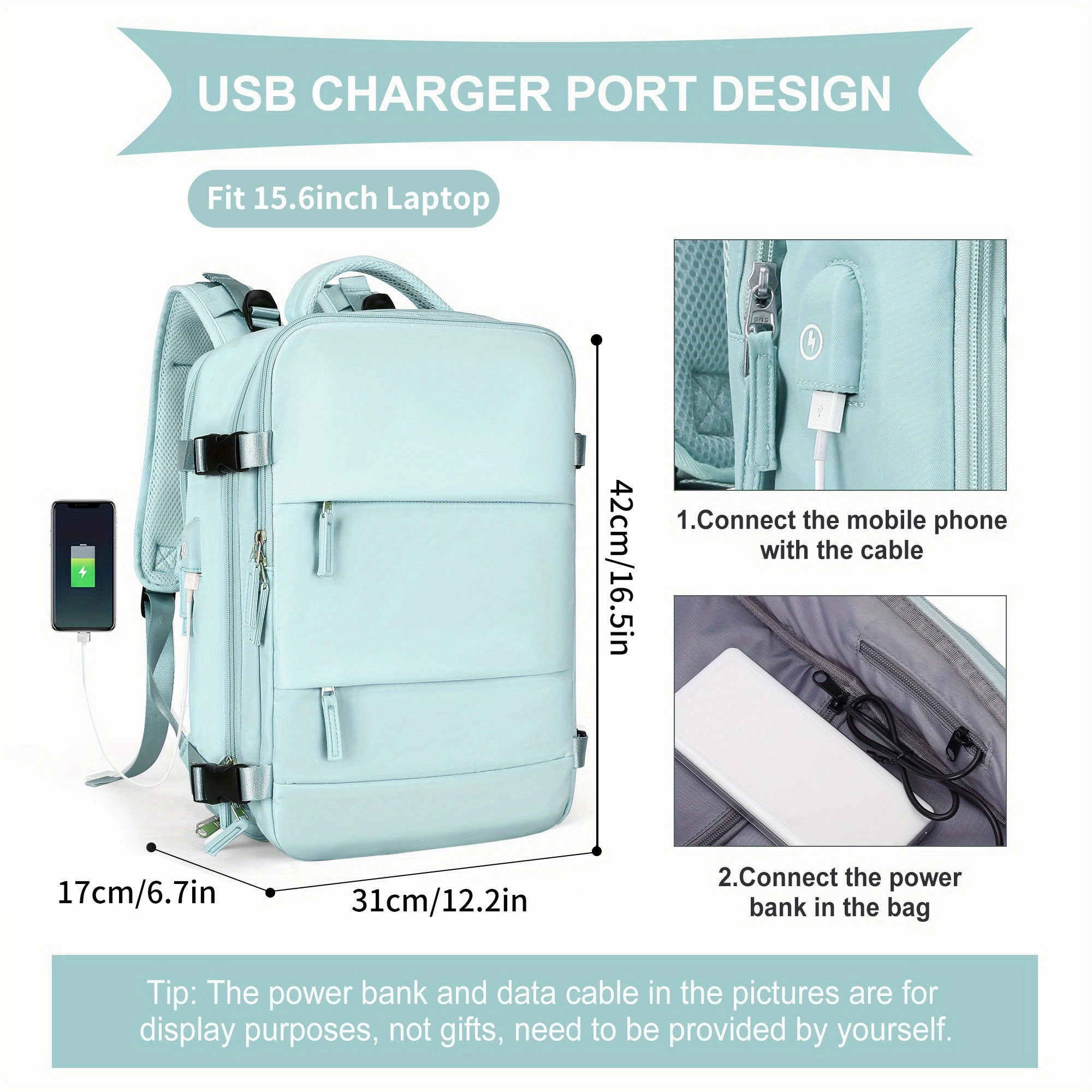 Large Travel Backpack, Waterproof Carry On Backpack, Hiking Backpack, Outdoor Sports Rucksack Portable Luggage Backpack With USB Charging Port Shoes Compartment, School Bag Fit 14 Inch To 17 Inch Laptops