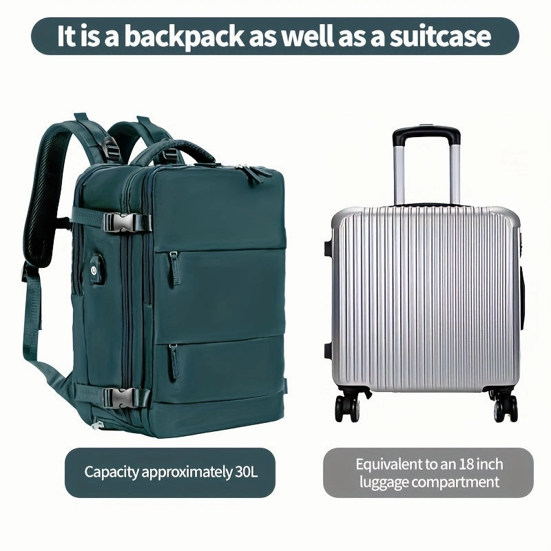 Large Travel Backpack, Waterproof Carry On Backpack, Hiking Backpack, Outdoor Sports Rucksack Portable Luggage Backpack With USB Charging Port Shoes Compartment, School Bag Fit 14 Inch To 17 Inch Laptops