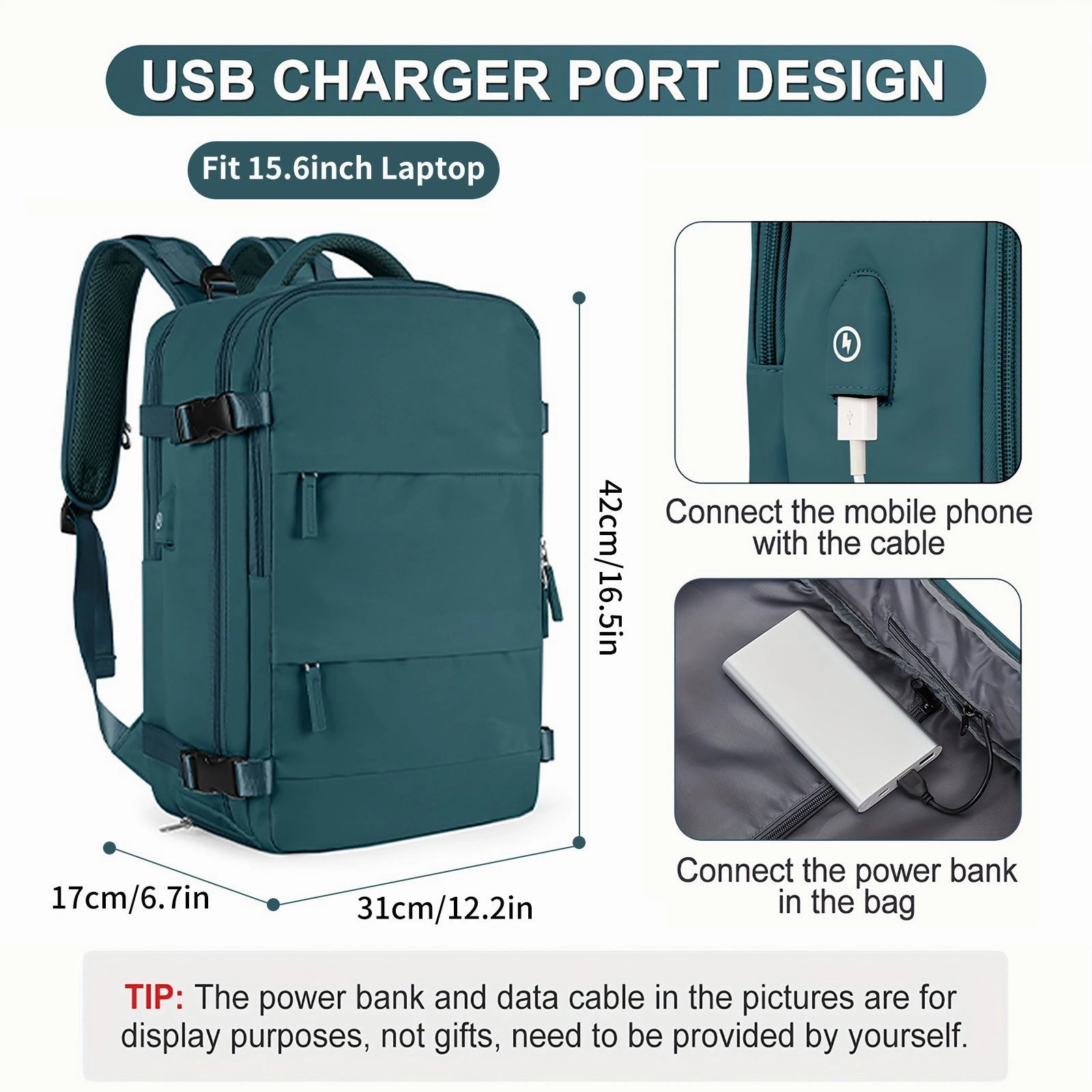 Large Travel Backpack, Waterproof Carry On Backpack, Hiking Backpack, Outdoor Sports Rucksack Portable Luggage Backpack With USB Charging Port Shoes Compartment, School Bag Fit 14 Inch To 17 Inch Laptops