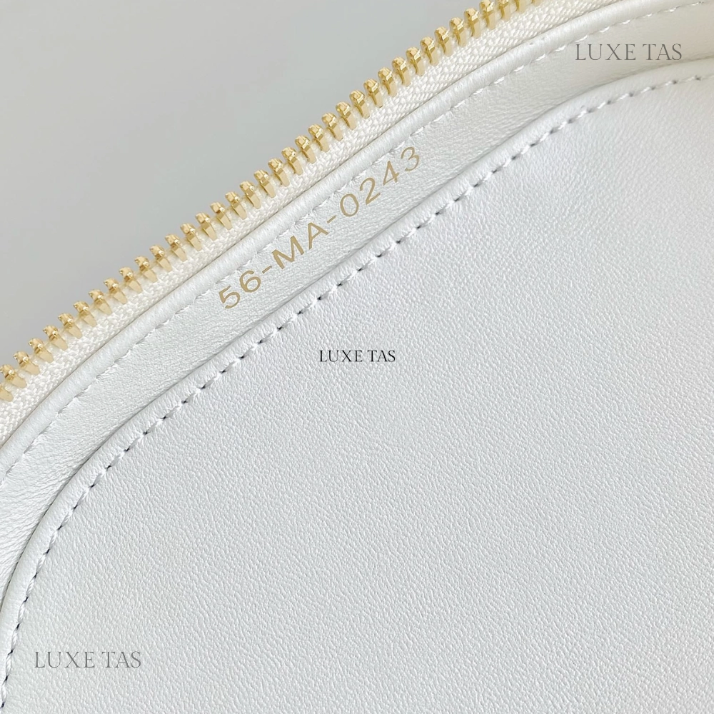 Latte Calfskin Small CD Signature Vanity Case Leather Crossbody Bag for Women