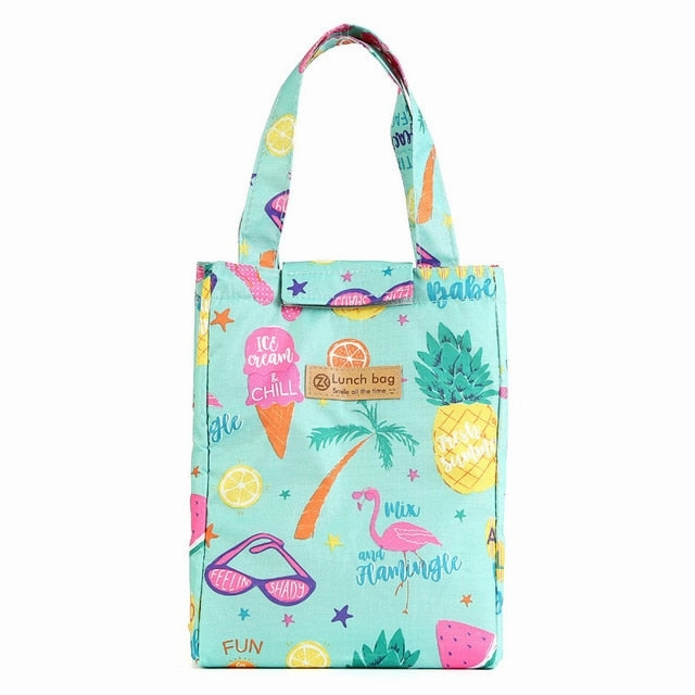 Lattice Print Lunch Bag Portable Cooler Insulated Picnic Bento Tote Travel Fruit Drink Food Fresh Organizer Accessories Supplies