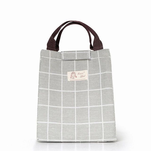 Lattice Print Lunch Bag Portable Cooler Insulated Picnic Bento Tote Travel Fruit Drink Food Fresh Organizer Accessories Supplies