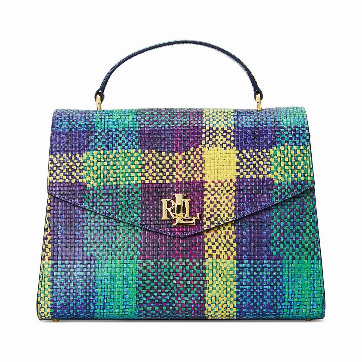 Lauren Ralph Lauren Farrah Plaid Leather Small Satchel