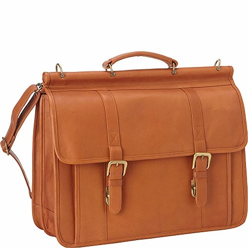 Le Donne Leather Classic Dowel Rod Laptop Briefcase, Tan