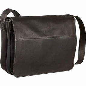 Le Donne Leather Full Flap Leather Laptop Messenger Bag, Caf