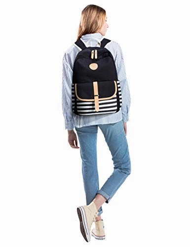 Leaper Thickened Canvas School Backpack Laptop Bag Shoulder Handbag Black1