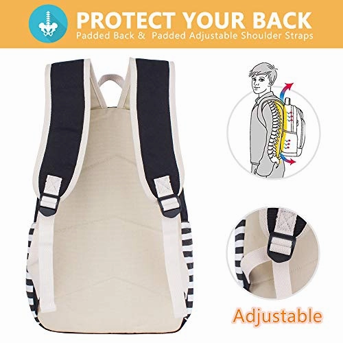 Leaper Thickened Canvas School Backpack Laptop Bag Shoulder Handbag Black1