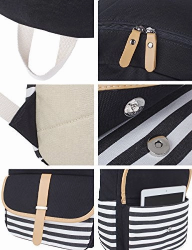 Leaper Thickened Canvas School Backpack Laptop Bag Shoulder Handbag Black1