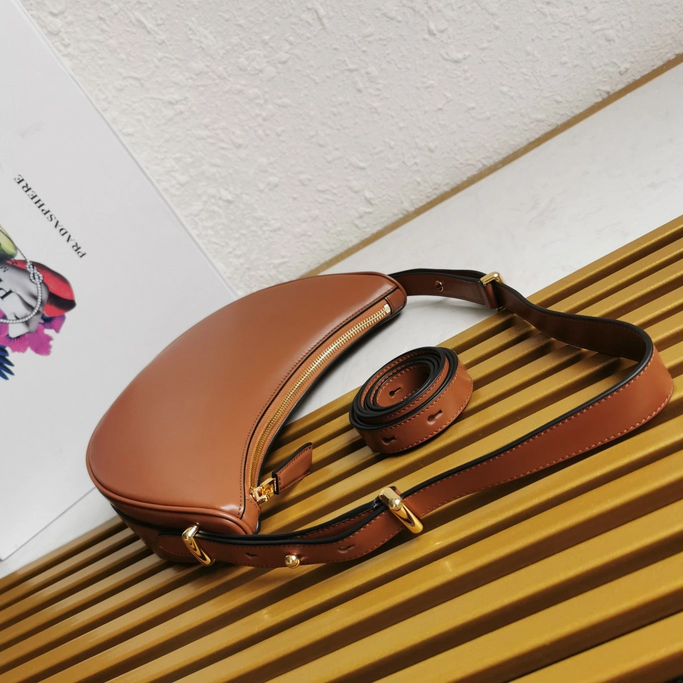 Leather Shoulder Bag Cognac Leather Shoulder Bag for Women