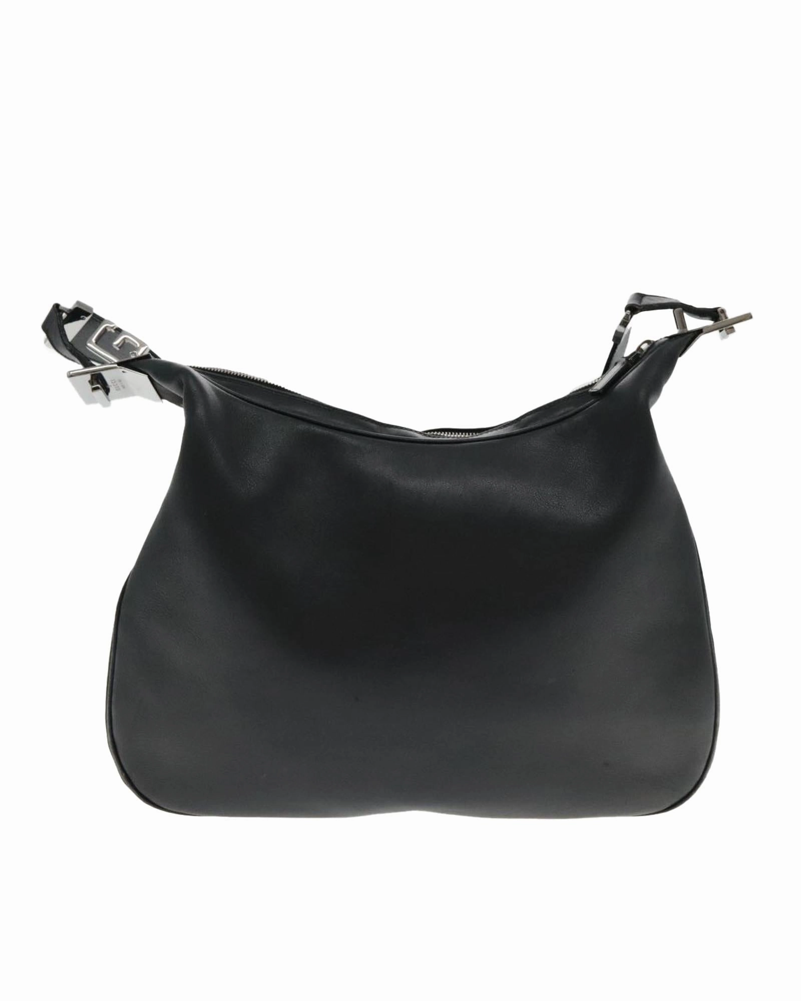 Leather Shoulder Bag with Silver Accents