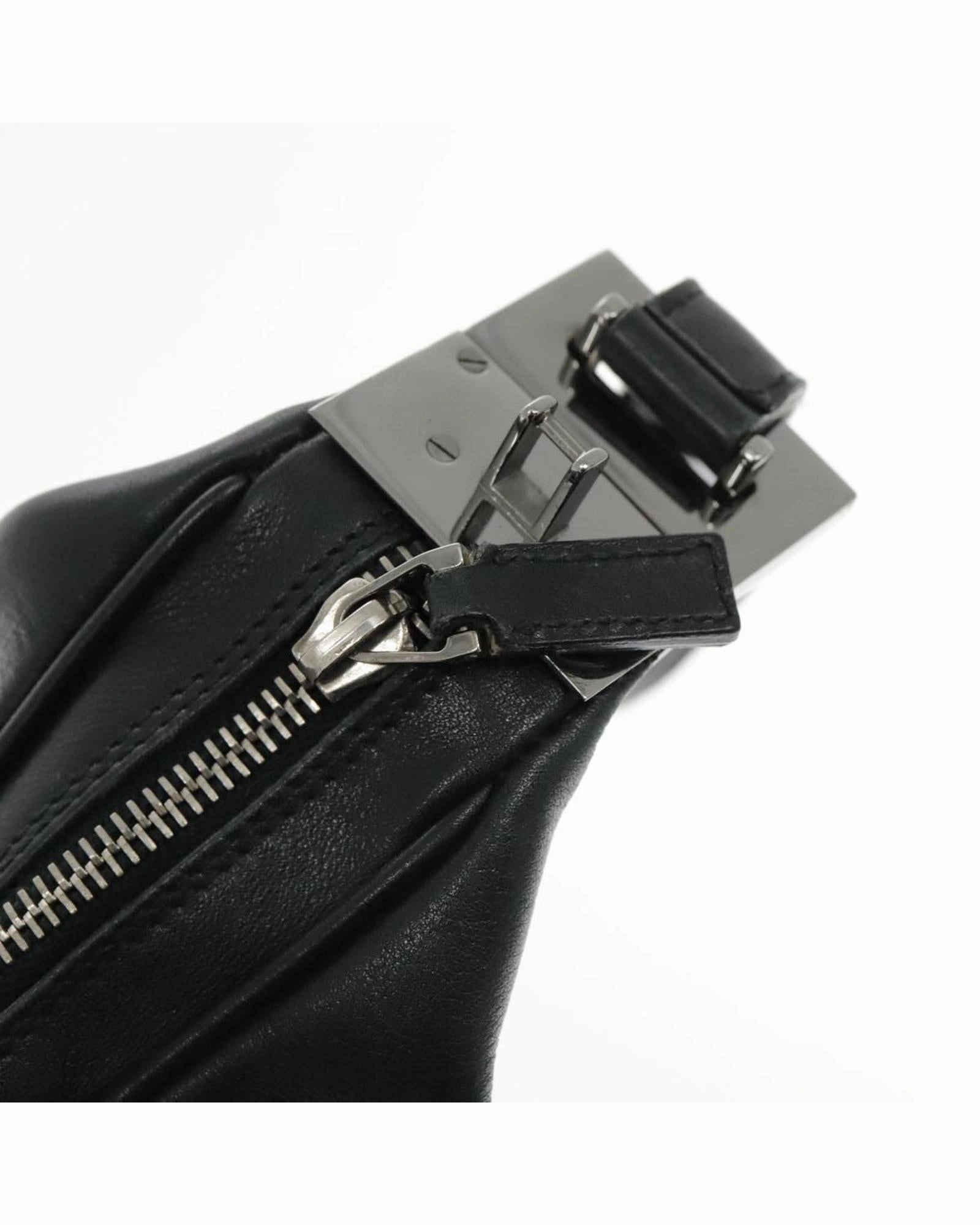 Leather Shoulder Bag with Silver Accents