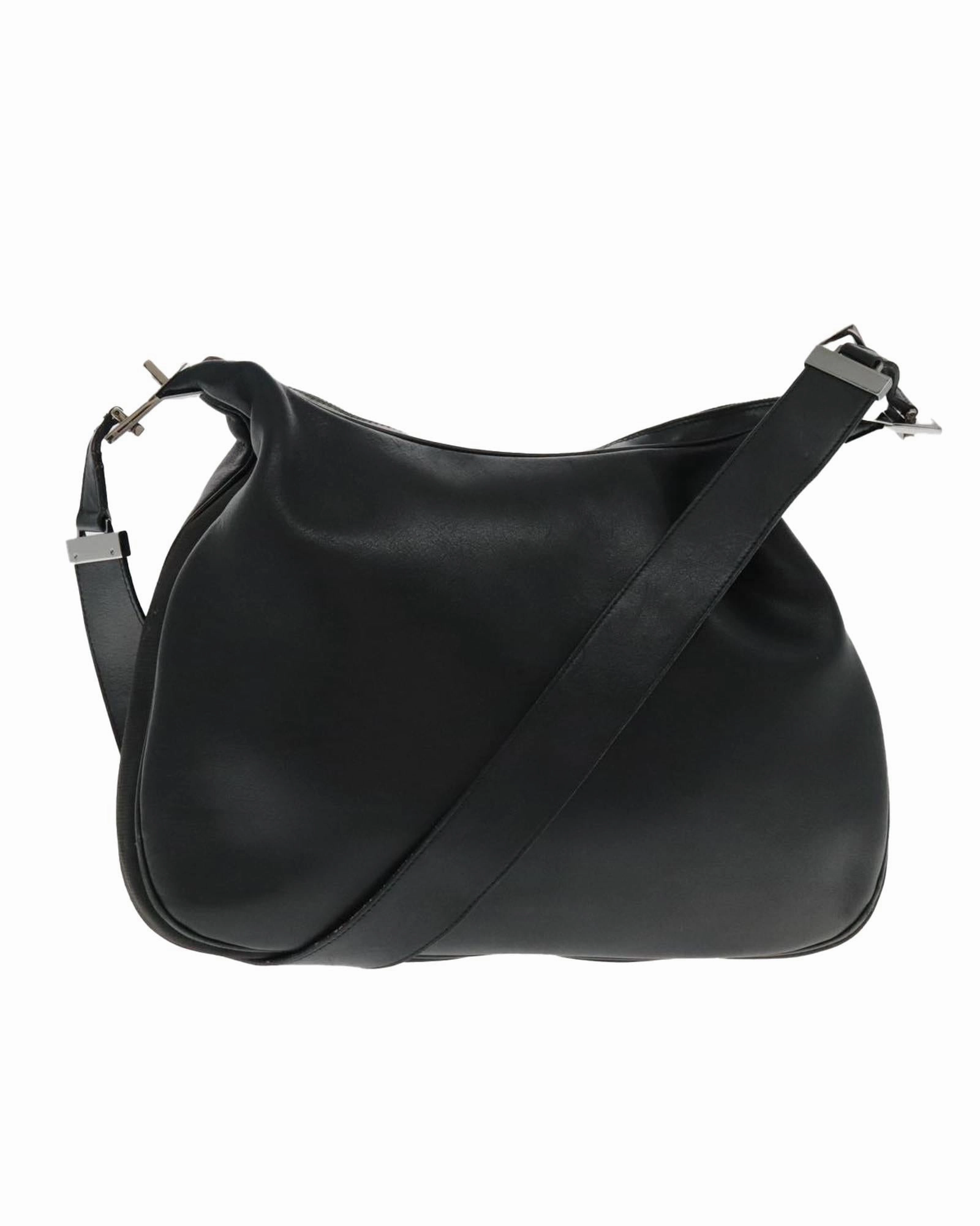 Leather Shoulder Bag with Silver Accents