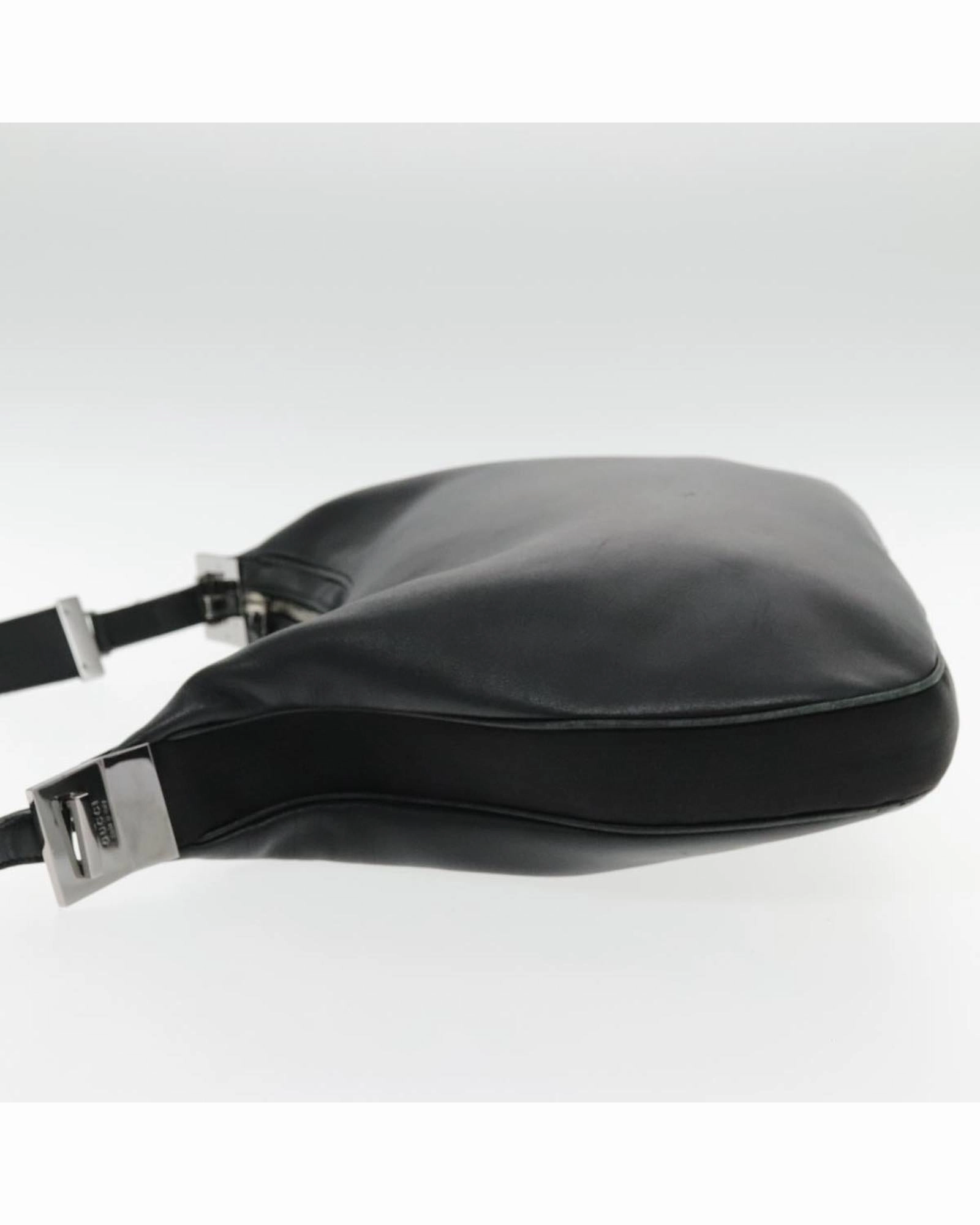 Leather Shoulder Bag with Silver Accents