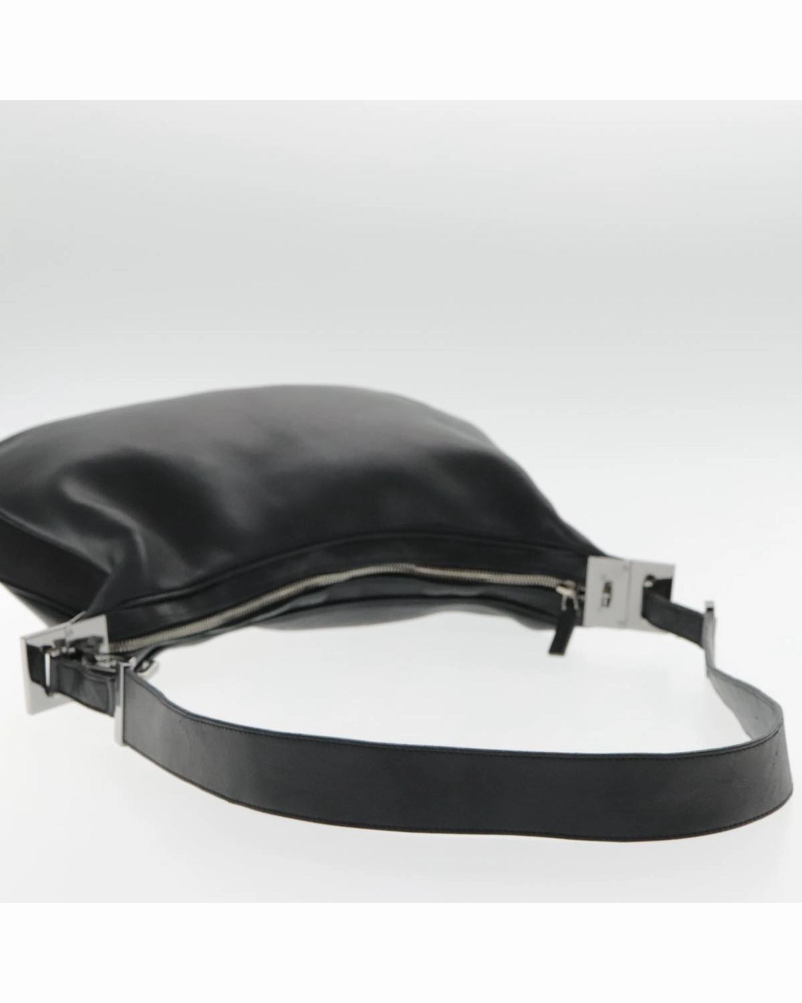 Leather Shoulder Bag with Silver Accents