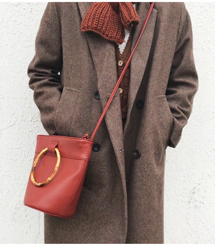 LEATHER WOMENs Bucket Purse Handbag SHOULDER BAG FOR WOMEN