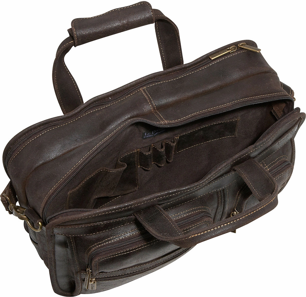 Ledonne Leather Distressed Leather Multi Function Brief
