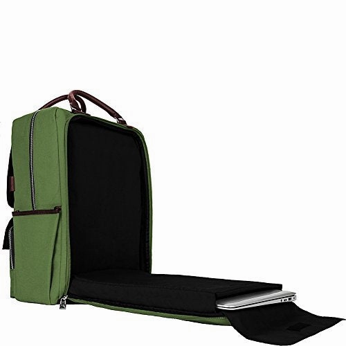 Lencca Novo Canvas And Vegan Leather Backpack Crossover For Up To 15.6 " Laptops (Lennovogrn)