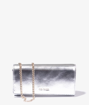 Liberta metallic purse on a chain in silver