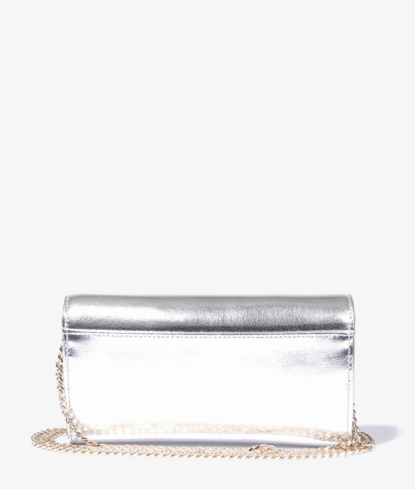 Liberta metallic purse on a chain in silver