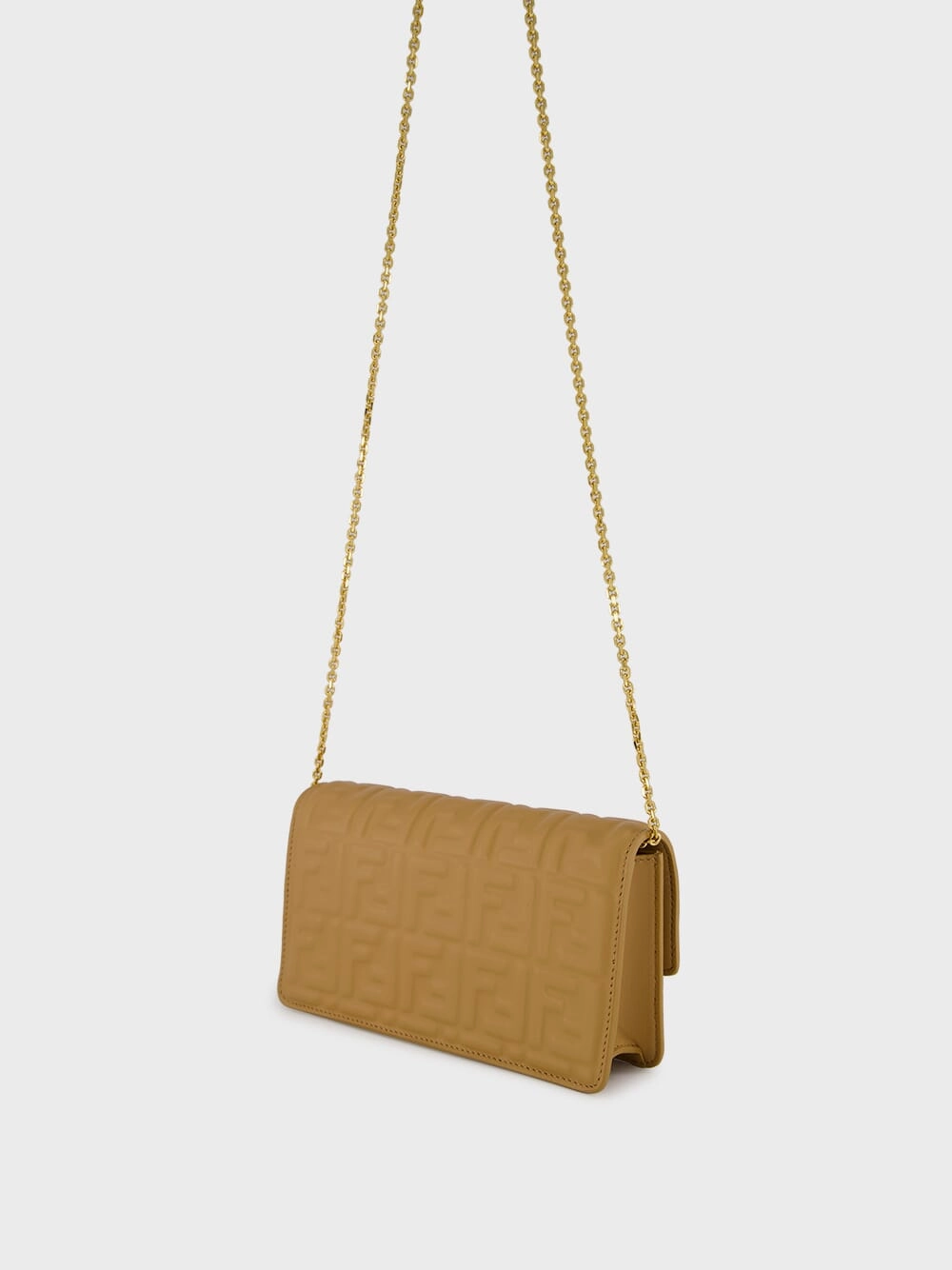 Light Brown Nappa Leather Wallet on Chain Baguette