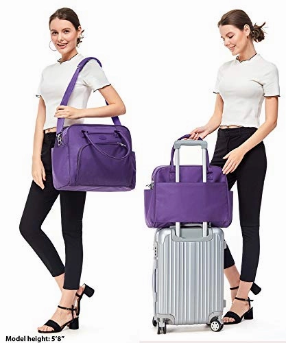 Lily & Drew Carry On Weekender Overnight Travel Shoulder Bag for 15.6 Inch Laptop Computers for Women (Purple)