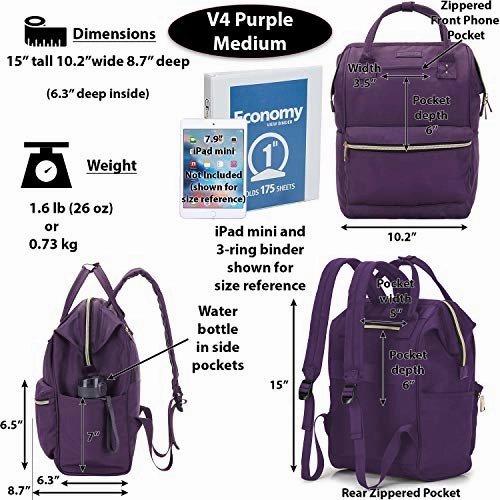 Lily & Drew Casual Travel Daypack School Backpack For Men Women And 14 Inch Laptop Computer, With