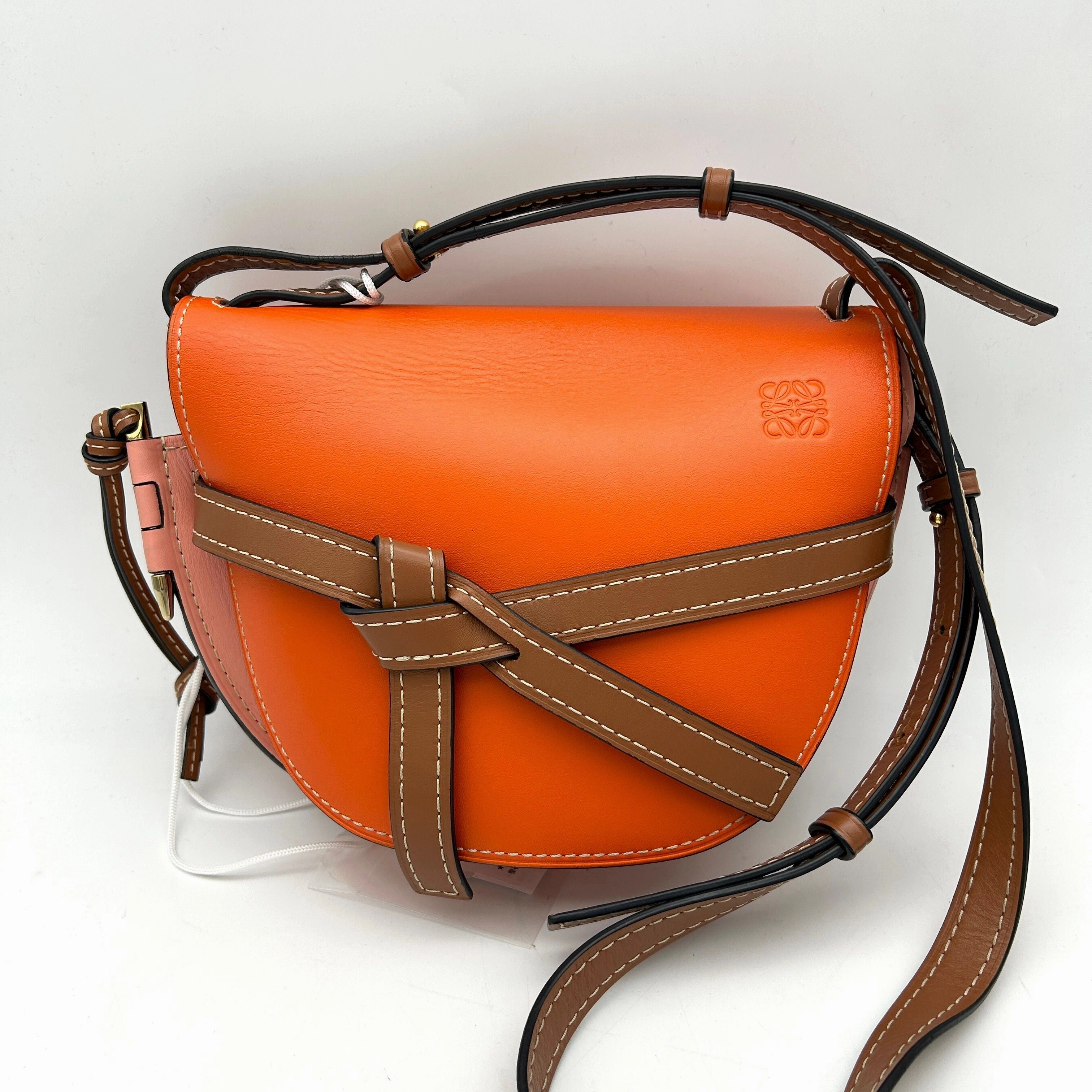 LOEWE Calfskin Small Gate Crossbody Bag Orange Blossom LA30340