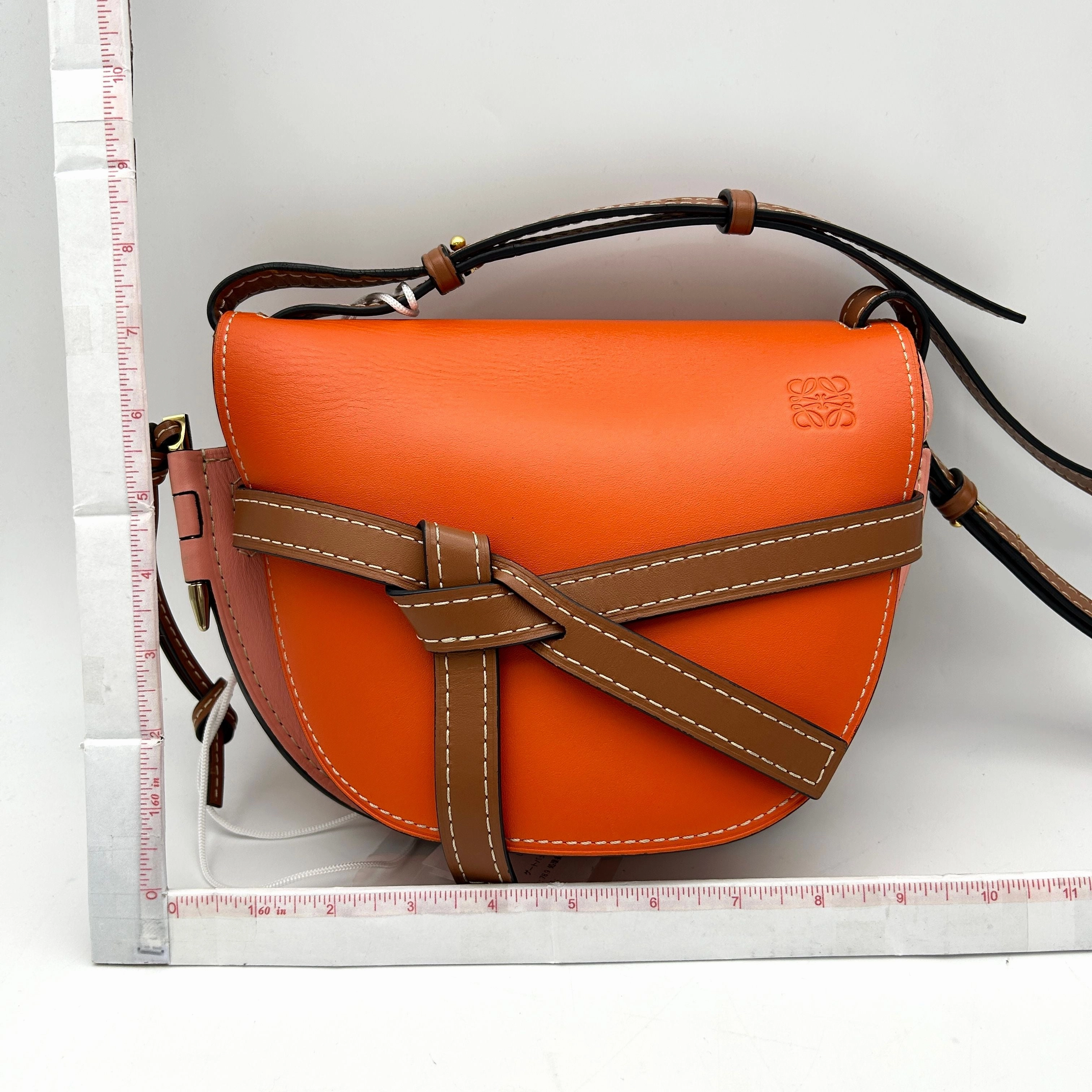 LOEWE Calfskin Small Gate Crossbody Bag Orange Blossom LA30340