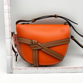 LOEWE Calfskin Small Gate Crossbody Bag Orange Blossom LA30340