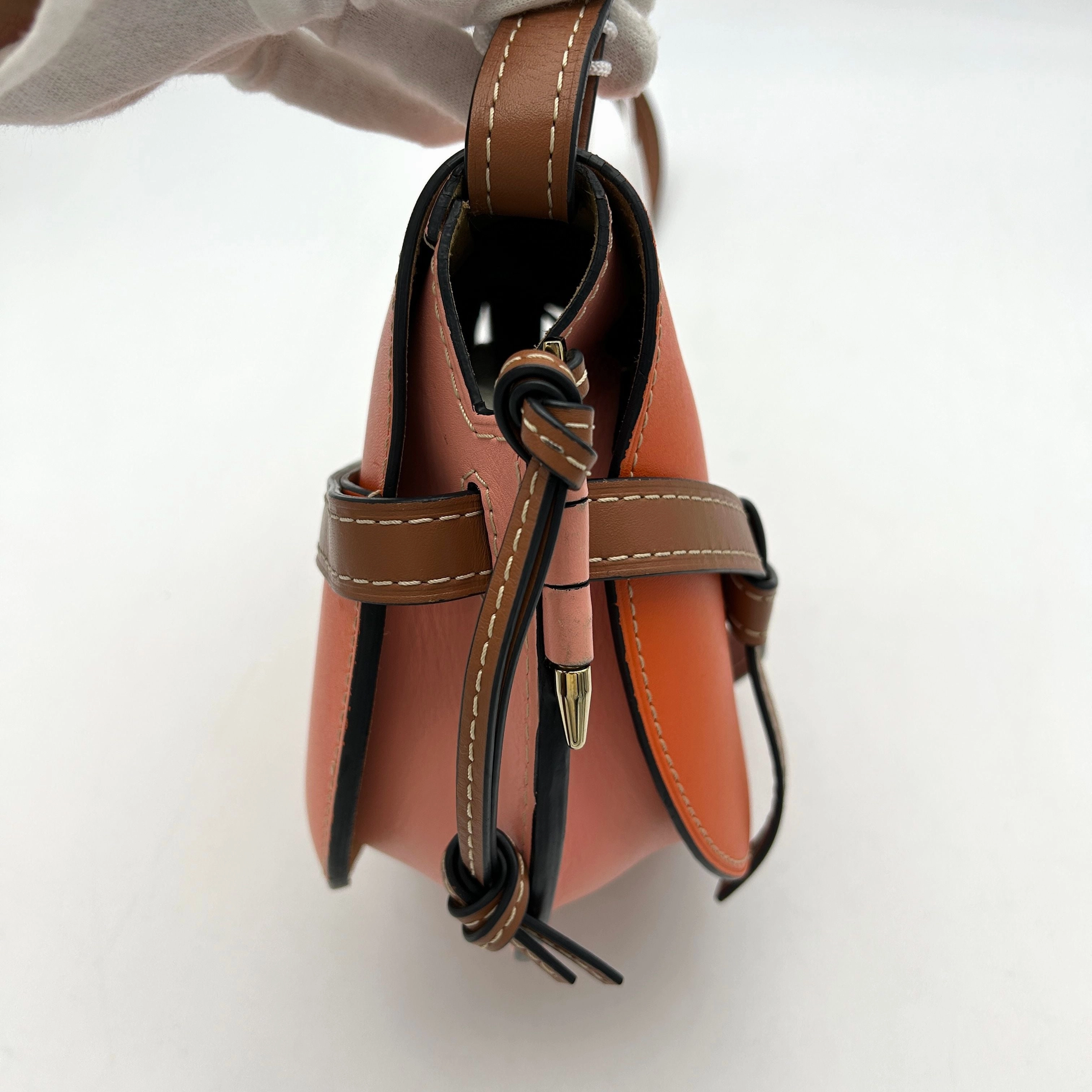 LOEWE Calfskin Small Gate Crossbody Bag Orange Blossom LA30340
