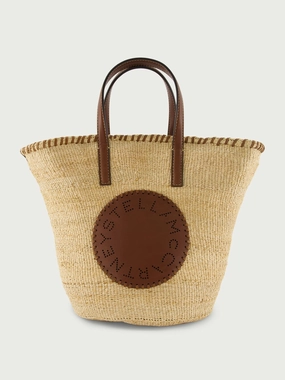 Logo Raffia Large Basket Bag