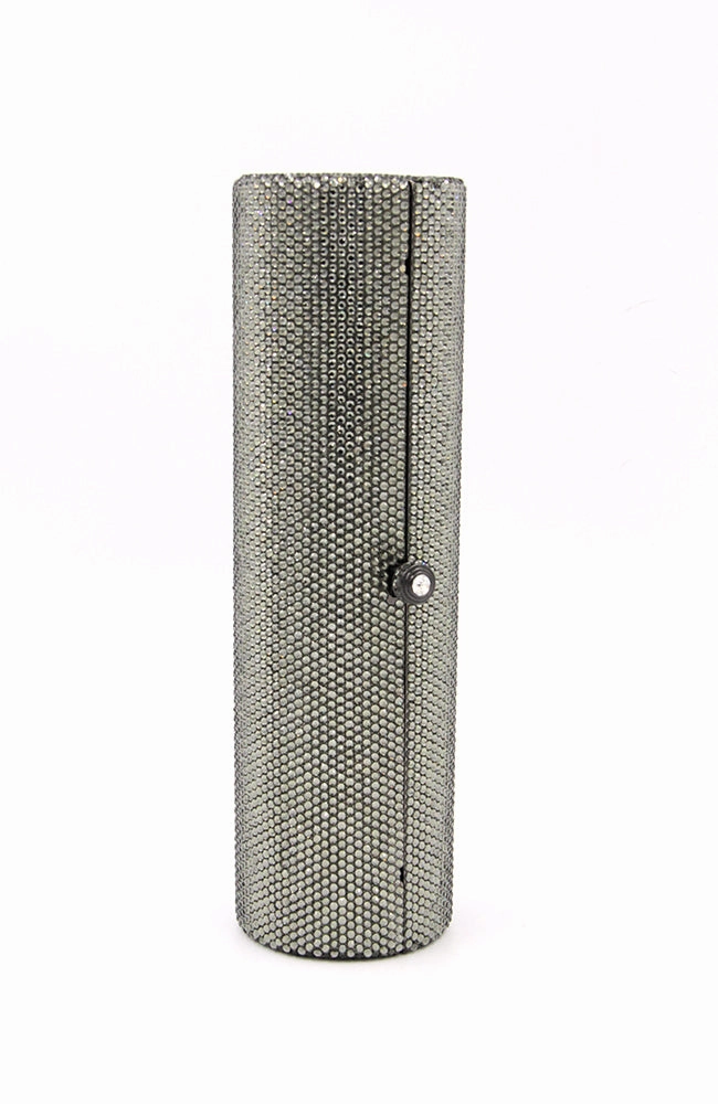 Long Cylinder Encrusted Crystals Clutch Rhinestone Clasp