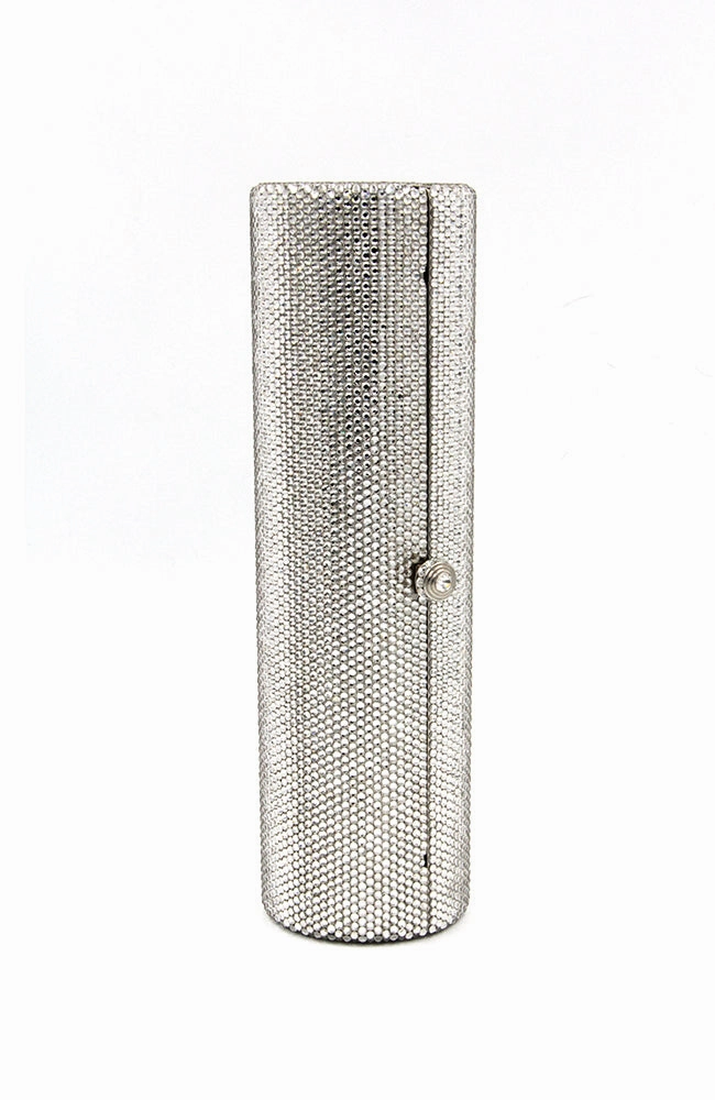 Long Cylinder Encrusted Crystals Clutch Rhinestone Clasp