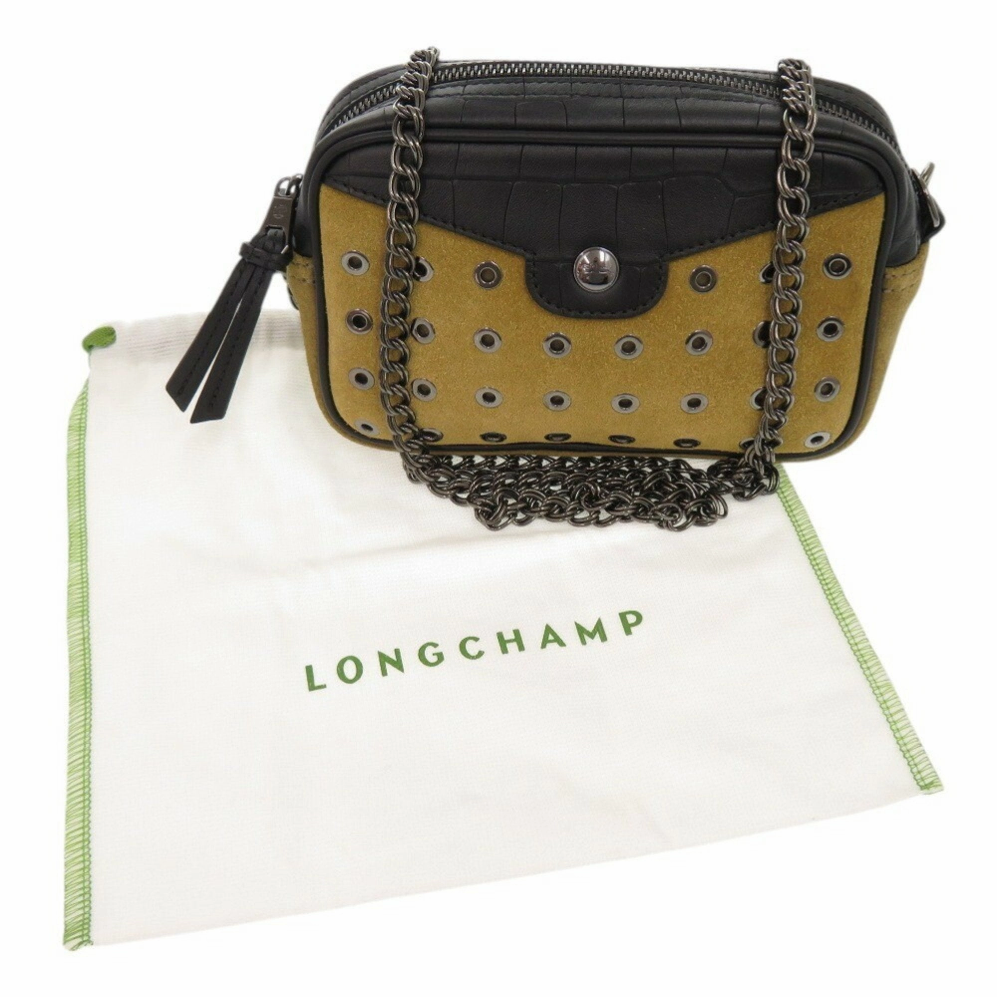 Longchamp  Leather Suede Shoulder Bag (Pre-Owned)