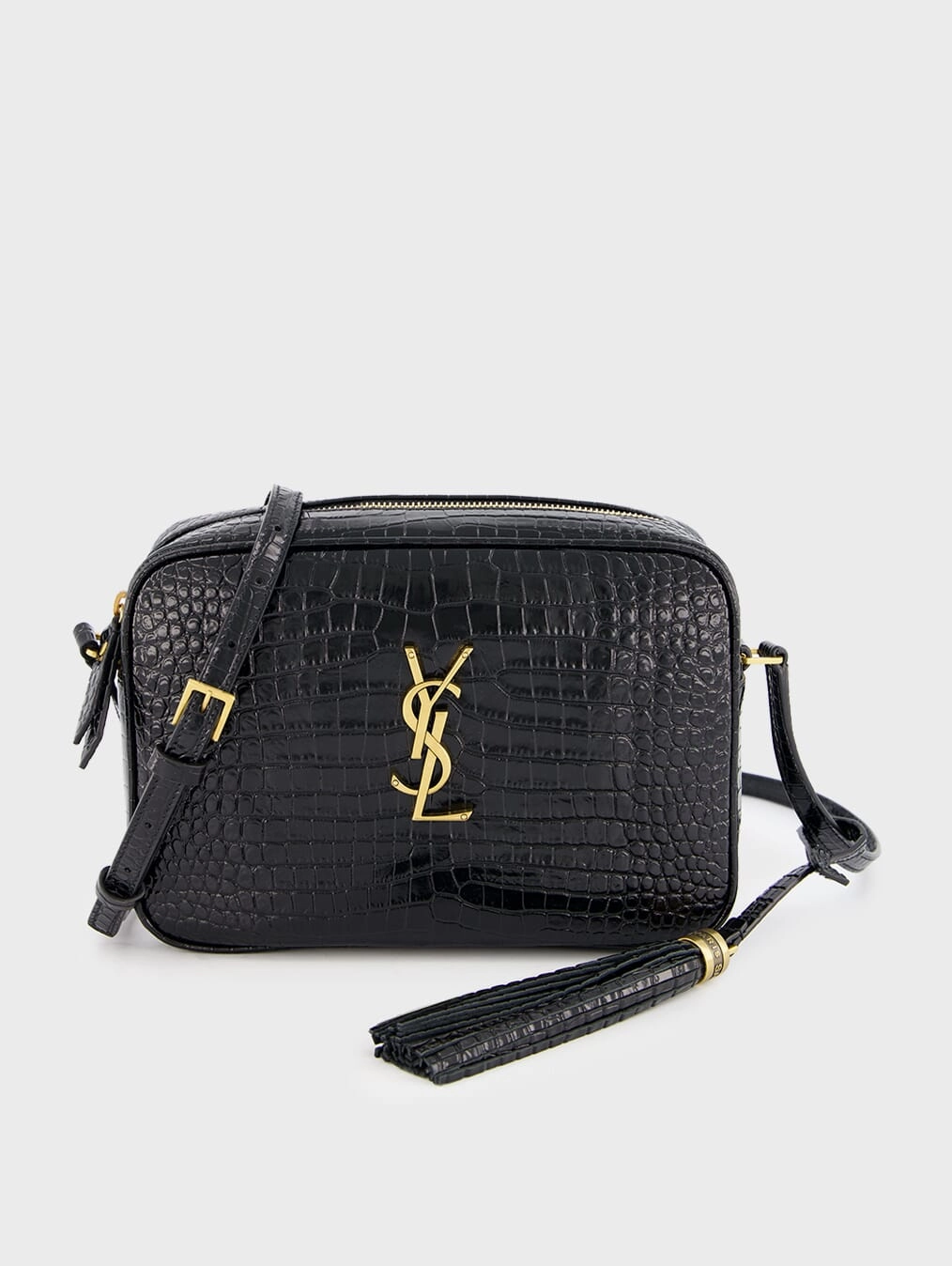 Lou Crocodile-Embossed Leather Crossbody Bag