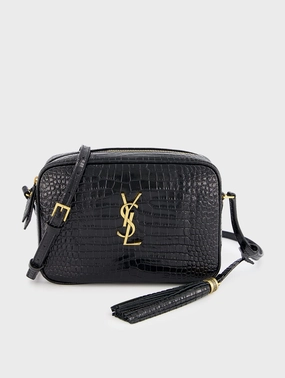 Lou Crocodile-Embossed Leather Crossbody Bag