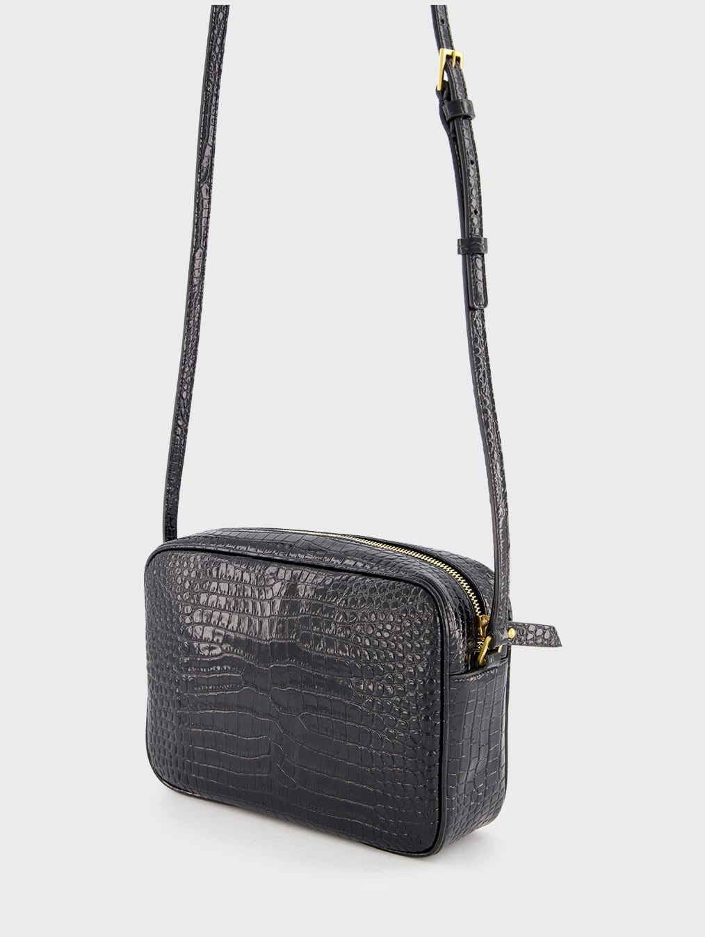 Lou Crocodile-Embossed Leather Crossbody Bag