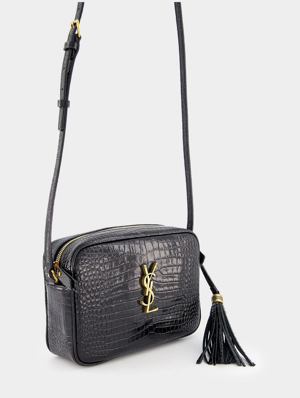 Lou Crocodile-Embossed Leather Crossbody Bag