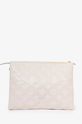 Louis Vuitton 2021 White Empreinte Leather Coussin PM Crossbody Bag with Chain Strap