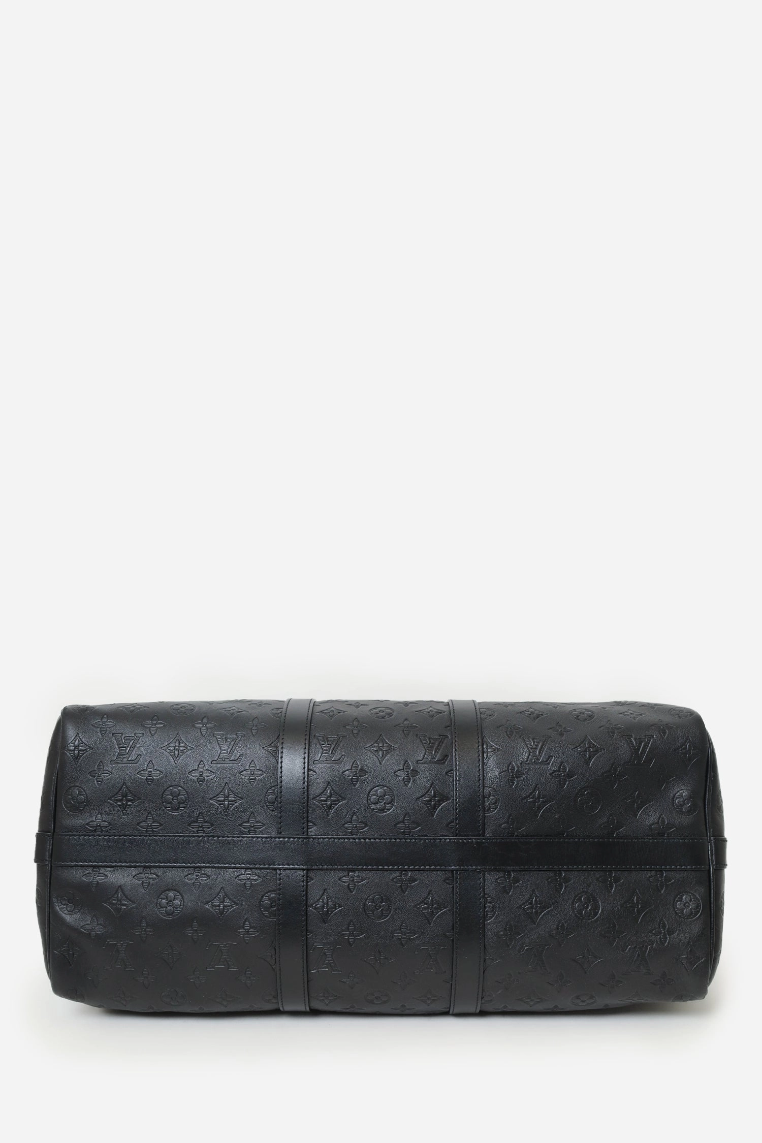 Louis Vuitton Black Monogram Shadow Leather Keepall Bandouliere 50 with Strap